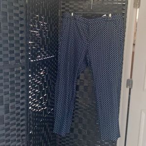 BNWT Banana Republic Reegan slacks navy with white & royal blue design women 14p